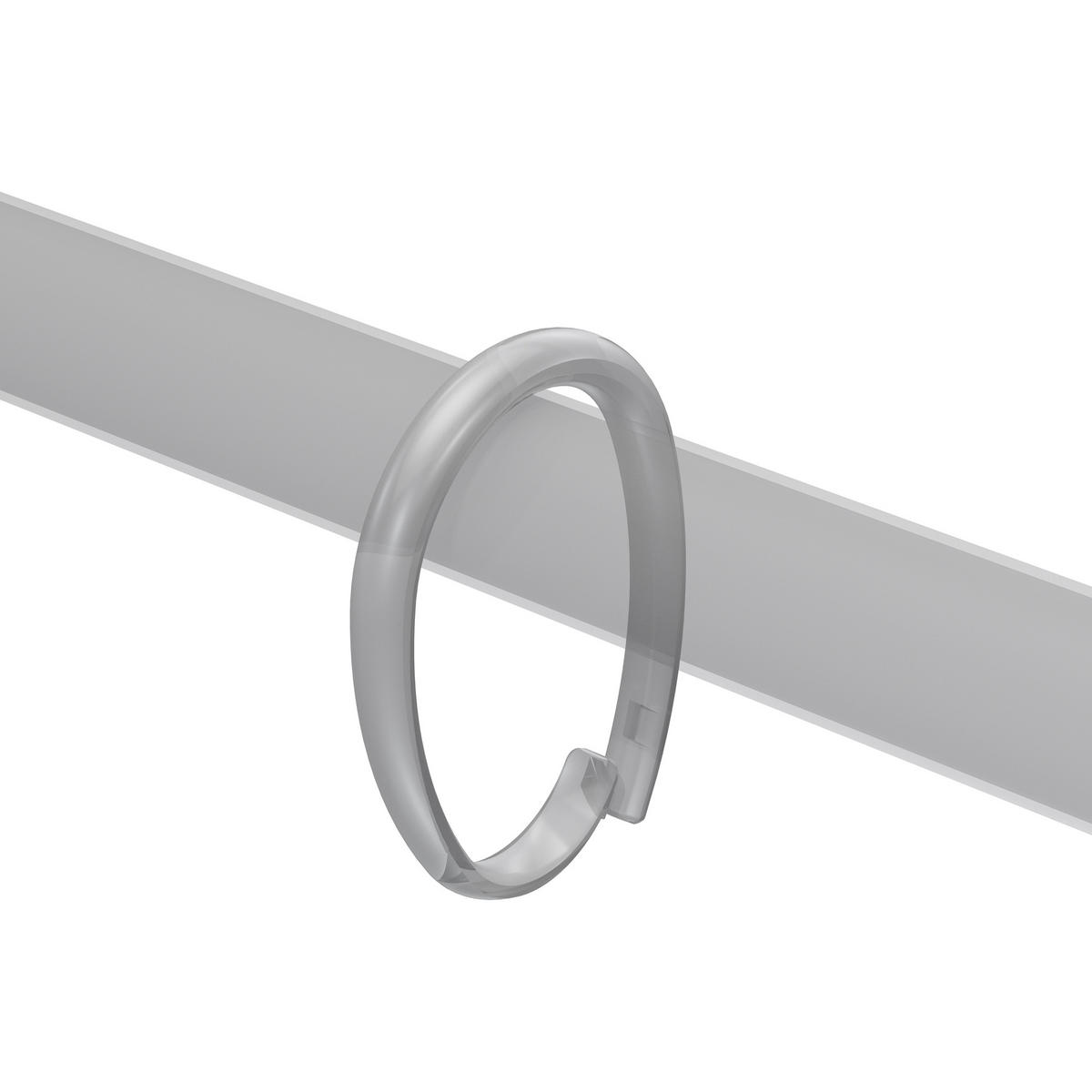 DUSCHVORHANGRINGE verschließbar 65/49 mm für Duschvorhangstange/Spannstange, Glasklar, Packung 10 Stück - Transparent, Kunststoff (35cm) - INTERDECO