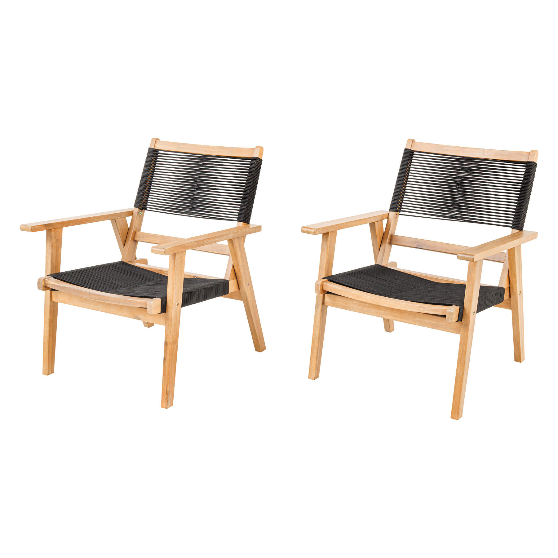 GARTENSTUHLSET BALI ROPE 2-teilig Akazie Natur|Anthrazit - Braun/Grau, Holz/Kunststoff (67/85/75cm) - riess-ambiente