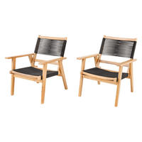GARTENSTUHLSET BALI ROPE 2-teilig Akazie Natur|Anthrazit - Braun/Grau, Holz/Kunststoff (67/85/75cm) - riess-ambiente