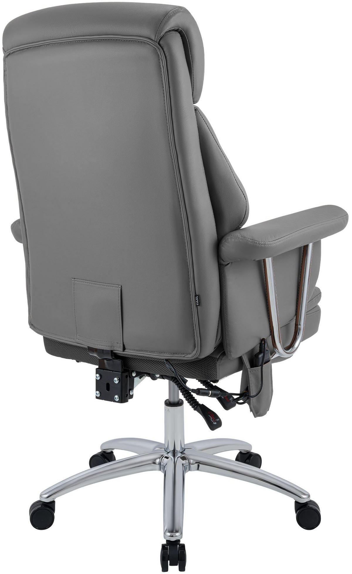 CHEFSESSEL Echtleder Grau - Chromfarben/Grau, Leder/Metall (78/114/66cm) - CLP