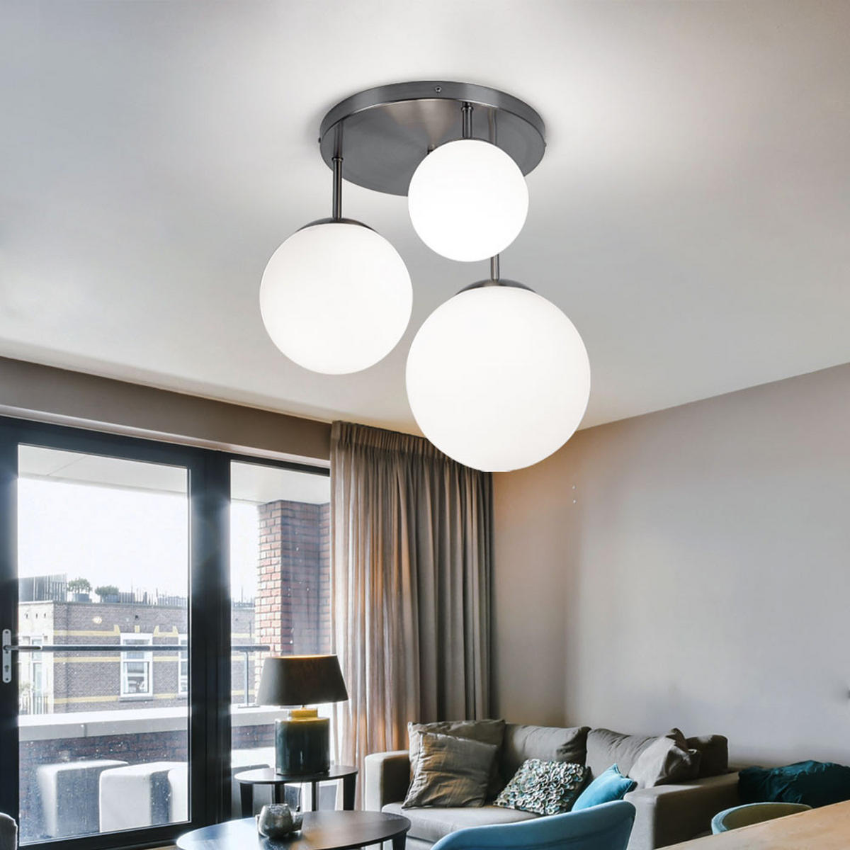 LED DECKENLEUCHTE Joel Silber Metall - Silberfarben, Glas (46.5/46.5/44cm)