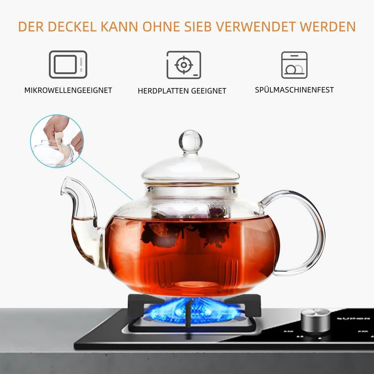 TEEKANNE Glas mit Siebeinsatz 600 ml - Transparent, Glas (13.5/12.5cm)