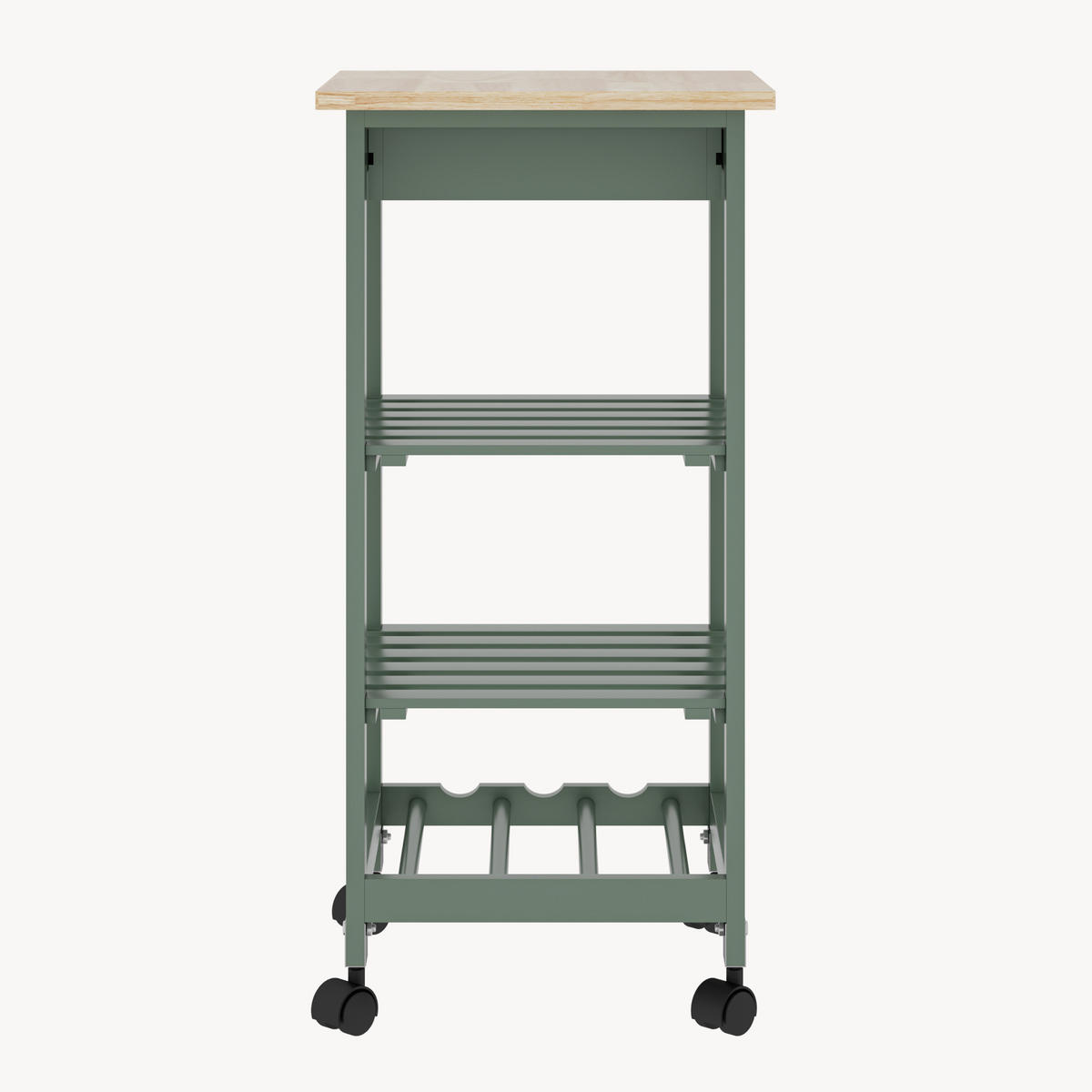 SERVIERWAGEN Biel - Grün, Holzwerkstoff (37/76/37cm) - [en.casa]