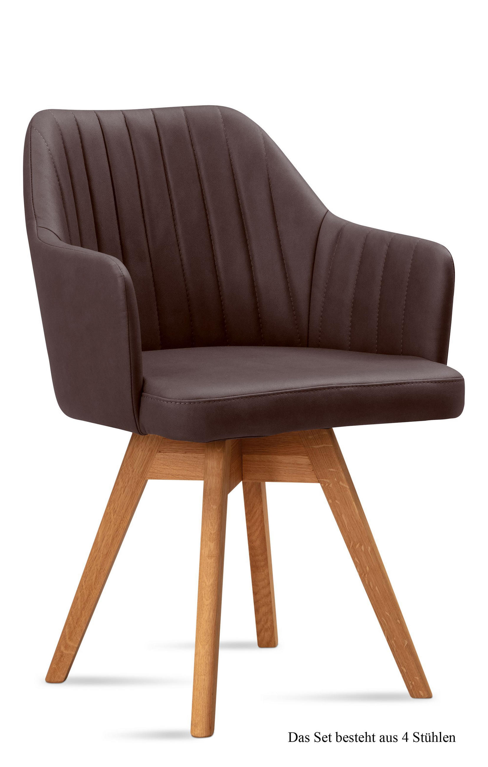 ARMLEHNSTUHL drehbar (4er-Set) Dotty 58x81x60 Eiche geölt/Braun - Eichefarben/Braun, Kunststoff (60/81/58cm) - 58aufmkessel
