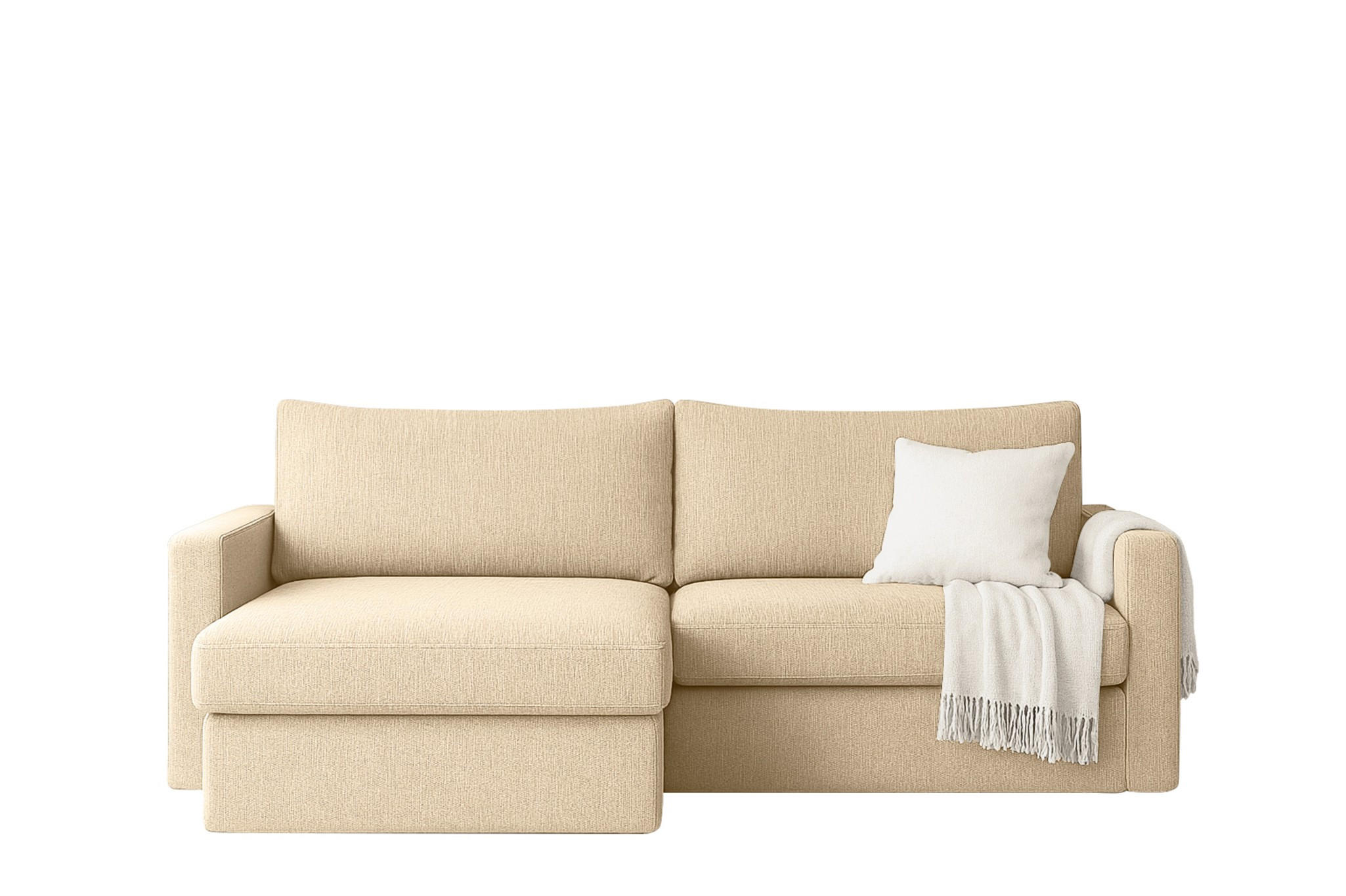 ECKSOFA Bendik In Faro - Creme, Holzwerkstoff/Textil (224/140cm) - Fun Möbel