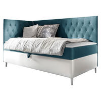 BOXBETT Filip Junior 3, Seite zum Öffnen des Bettkastens: Links - Türkis/Weiß, Holz (80/200cm) - MIRJAN24