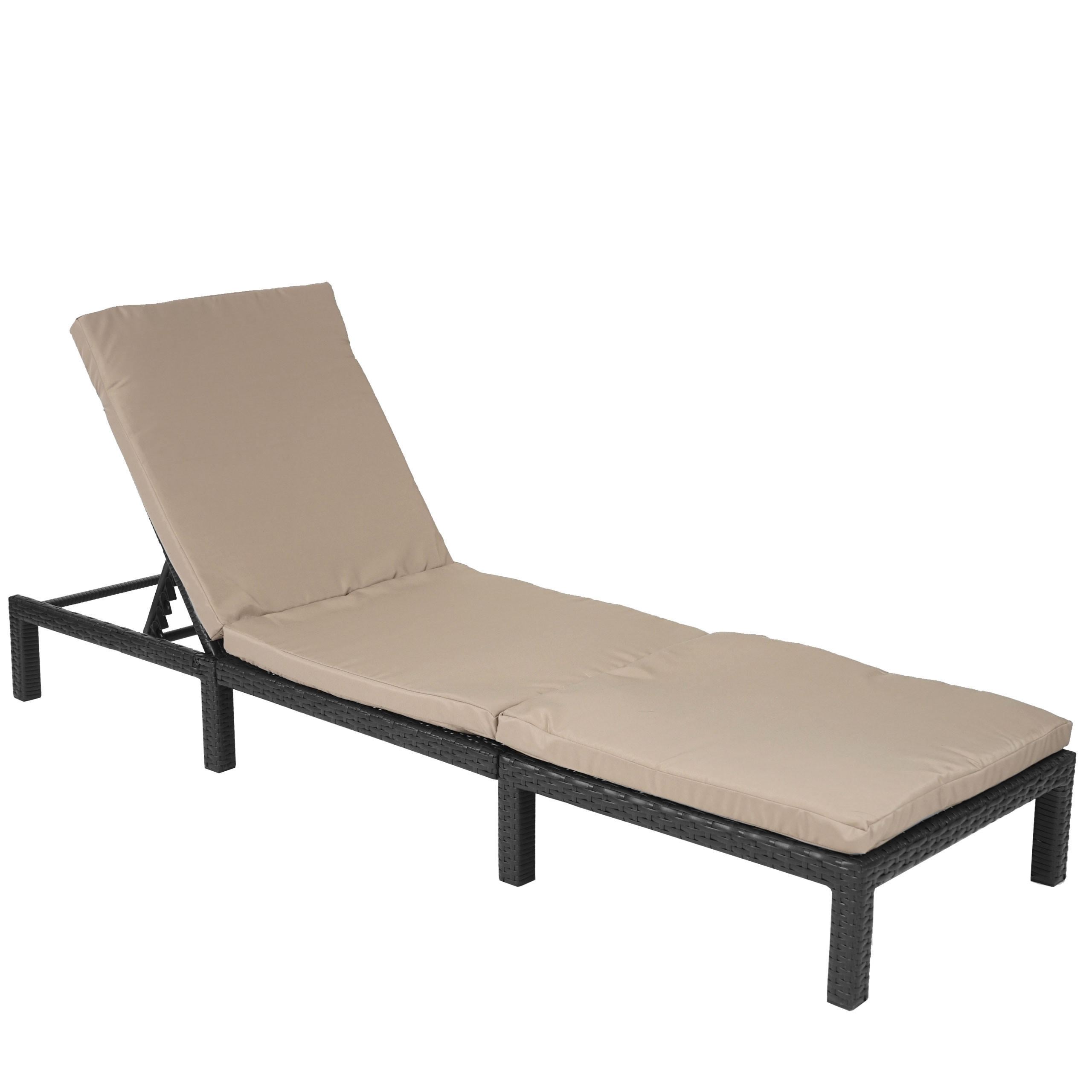 POLY-RATTAN SONNENLIEGE BASIC Anthrazit, Cremeweiß - Anthrazit/Weiß, Kunststoff (60/71/198cm) - MCW