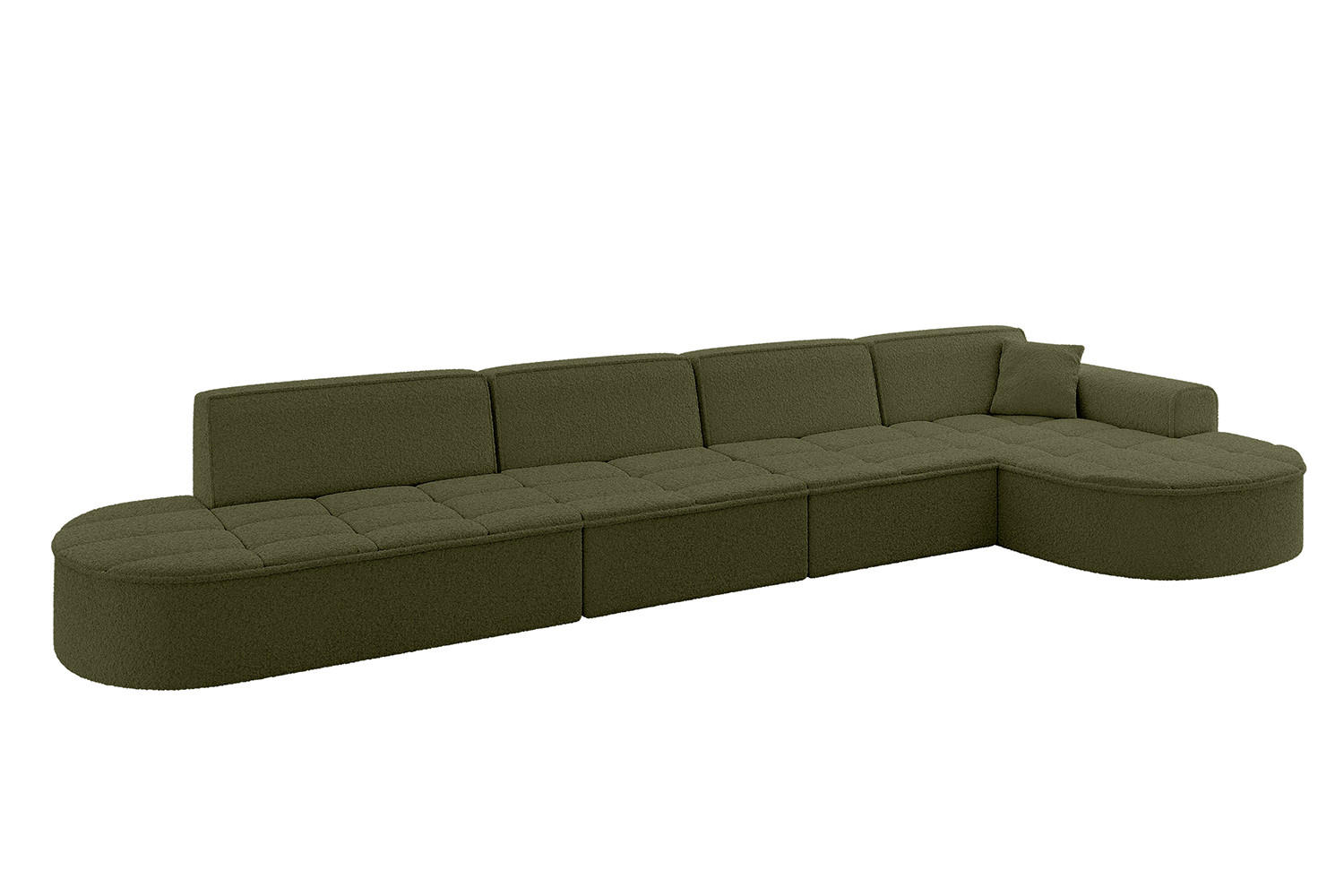 ECKSOFA Ottomane Rechts TARO-L3 - 413x171x79,5 cm Grün - Grün, Holzwerkstoff/Textil (413/171cm) - ALTDECOR