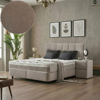 BOXSPRINGBETT MIT BETTKASTEN LISBOA 180/200 cm, Taupe, Bettkasten, Matratze, Topper integriert, H3 mittel - Taupe/Schwarz, Holz/Kunststoff (180/200cm) - Consilio Concept
