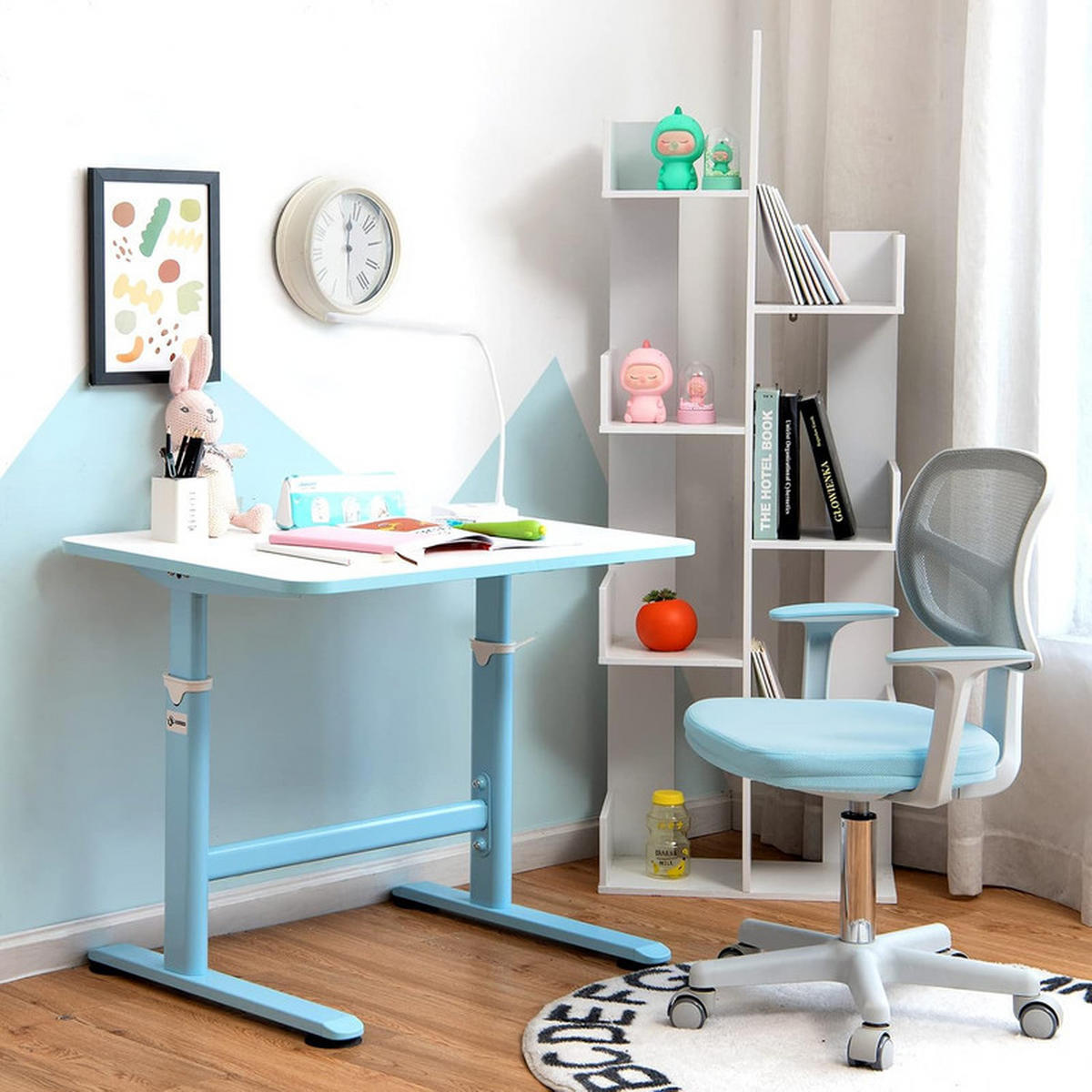 KINDER‑BÜROSTUHL 360°drehbar blau - Blau, Kunststoff (54/80/54cm) - COSTWAY