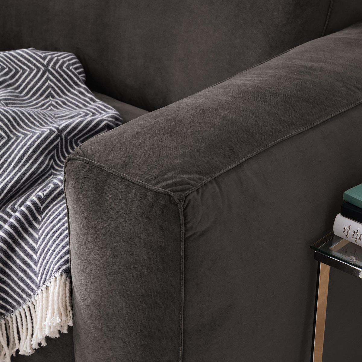 3-SITZER SOFA - Braun/Grau, Textil (240/75/96cm) - home24