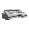 ECKSOFA mit Schlaffunktion - Ecke wechselbar - Stoff & Kunstleder - Hellgrau - GIANY II - Hellgrau, Leder (135/242cm) - Vente-Unique