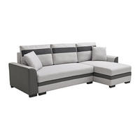 ECKSOFA mit Schlaffunktion - Ecke wechselbar - Stoff & Kunstleder - Hellgrau - GIANY II - Hellgrau, Leder (135/242cm) - Vente-Unique