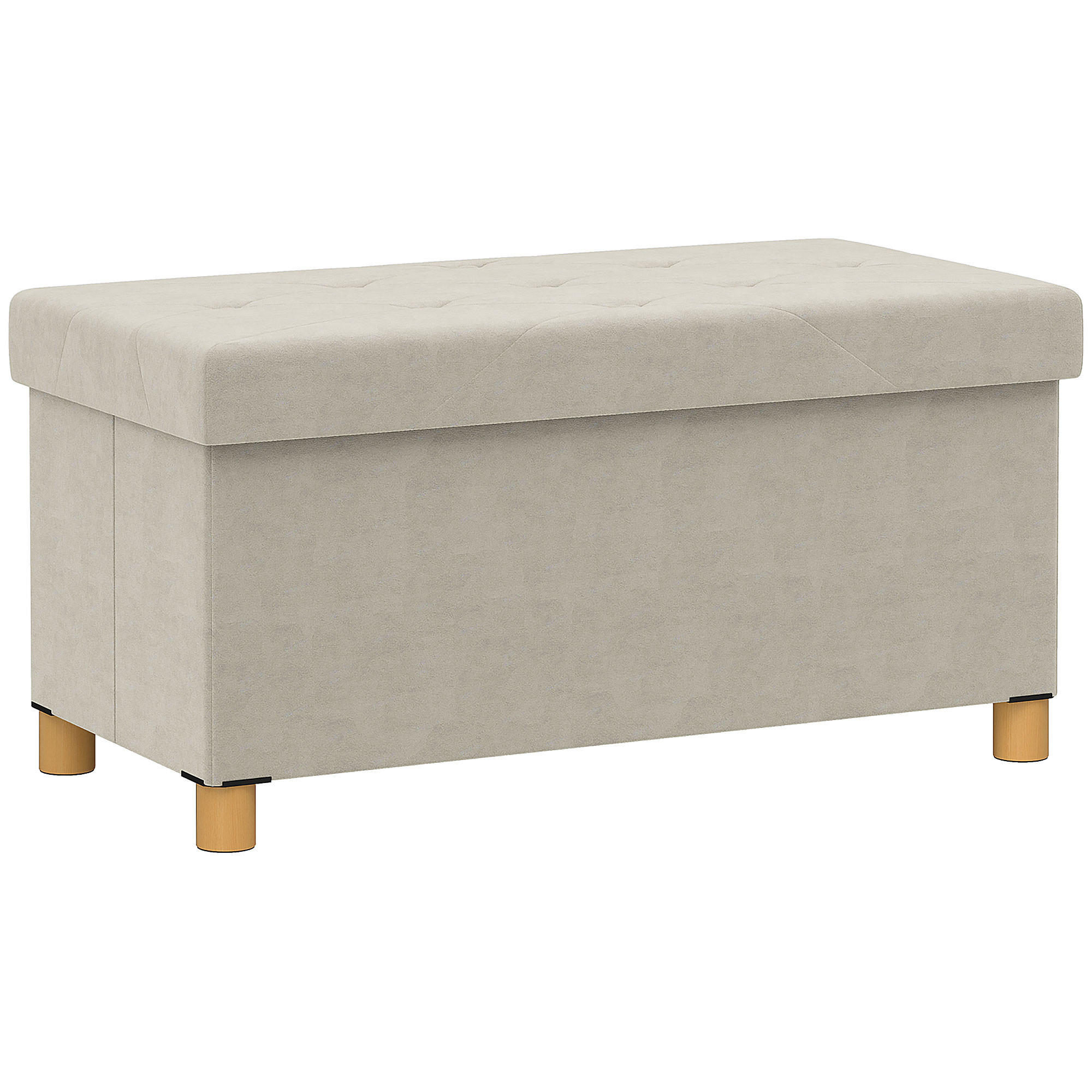 TRUHENBANK DE-16446 klappbar mit Stauraum Creme - Creme, Textil (76/38/38cm) - ComfortXL