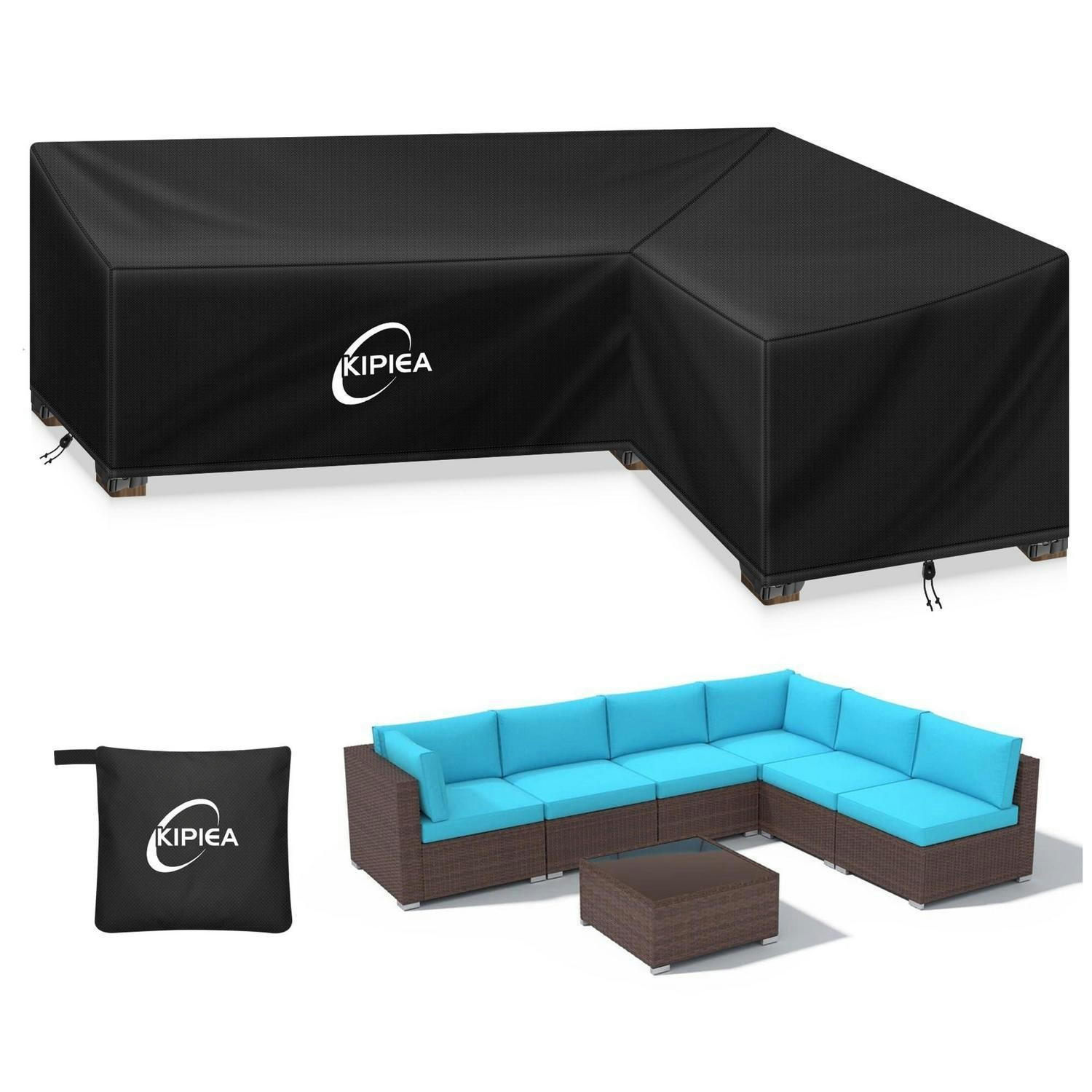 ABDECKUNG Loungemöbel L-Form Wasserdicht 198 x 147 x 85 cm - Schwarz, Kunststoff (147/85/198cm)