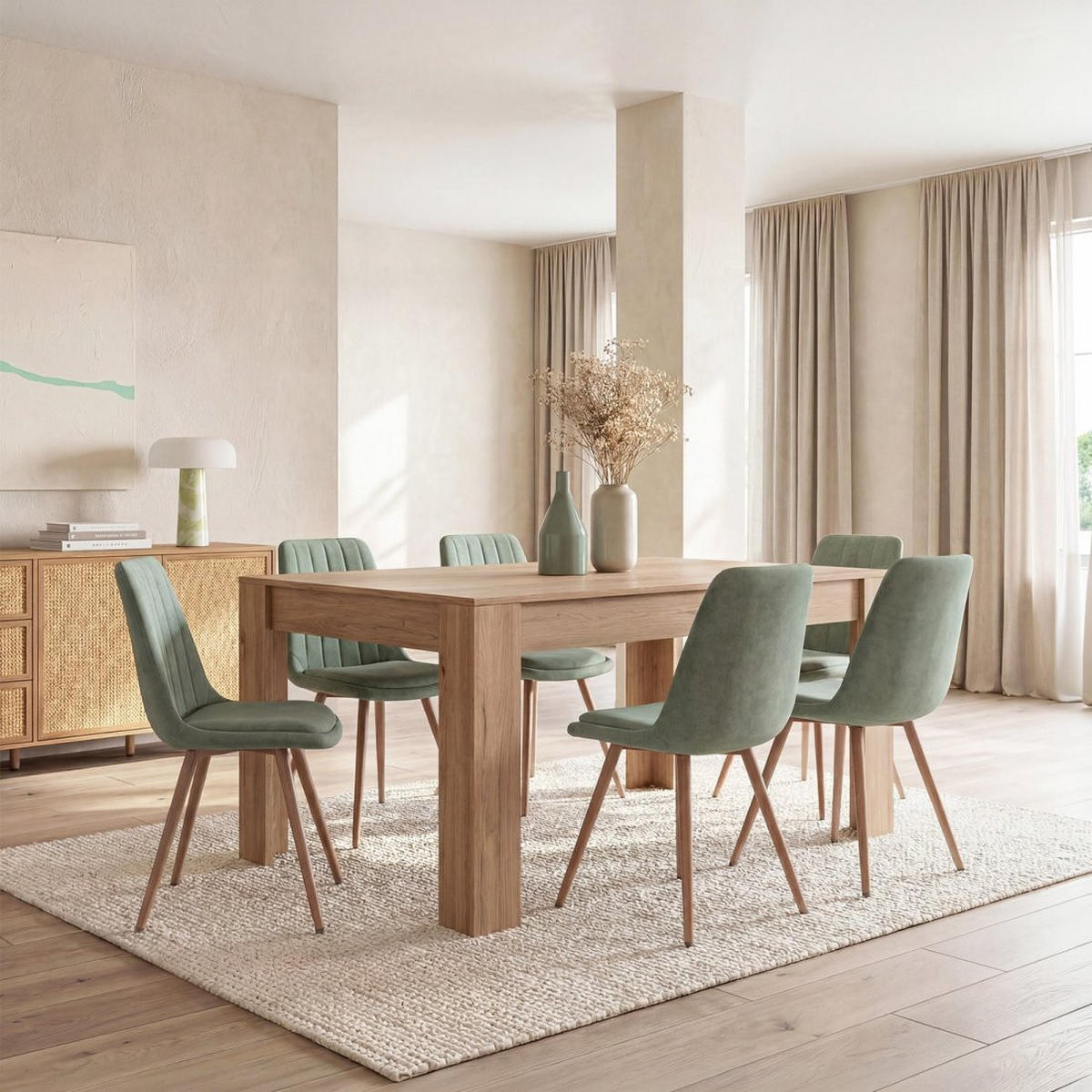 AUSZIEHBARER TISCH Selin Natürlich 140/200 cm x 77 cm - Naturfarben, Holzwerkstoff (90/140/77cm) - Klast Home