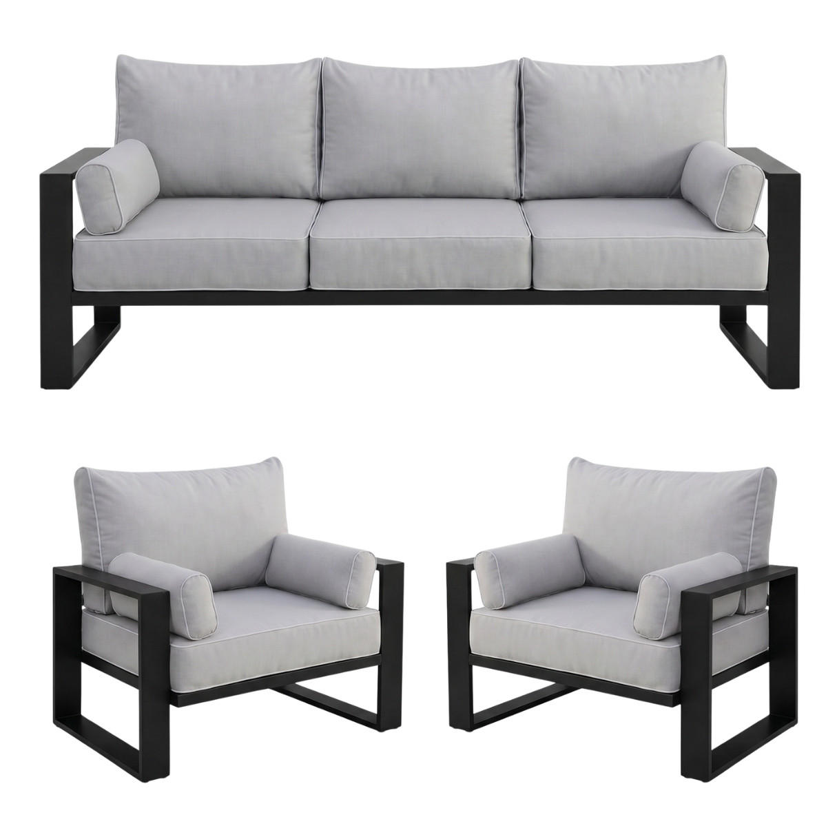 Beautysofa ZAHRADNÍ sada Verdino 3+1+1 s kovovým rámem, šedobéžová