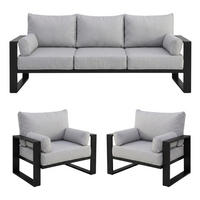 ZAHRADNÍ sada Verdino 3+1+1 s kovovým rámem, šedobéžová - světle šedá, kov - Beautysofa