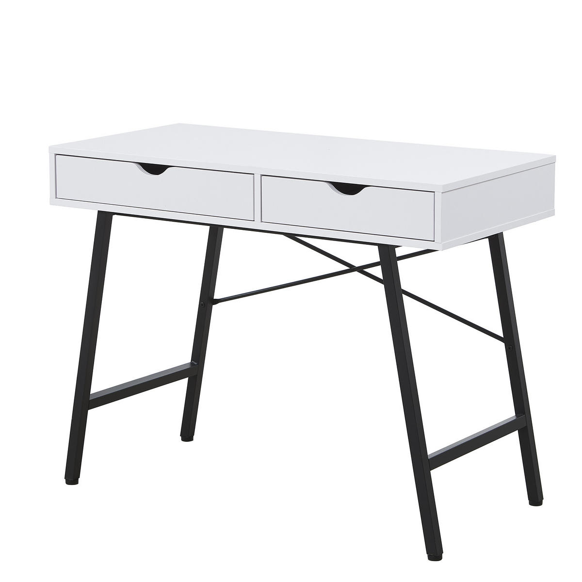 SCHREIBTISCH BOSTON mit Schublade/ Weiß und Schwarzes Metall - Schwarz/Weiß, Holzwerkstoff/Metall (120/50/151cm) - Weber Industries