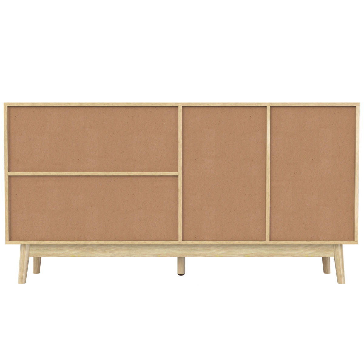 SIDEBOARD 155cm Rattan Schiebetüren 2 Schubladen modern - Naturfarben, Holzwerkstoff (38/80/155cm) - FLIEKS