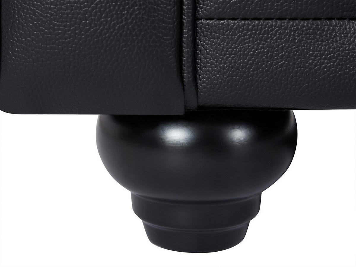 LEDERSOFA 2-Sitzer - Büffelleder - Schwarz - CHESTERFIELD - Schwarz, Leder (165/72/88cm) - Vente-Unique