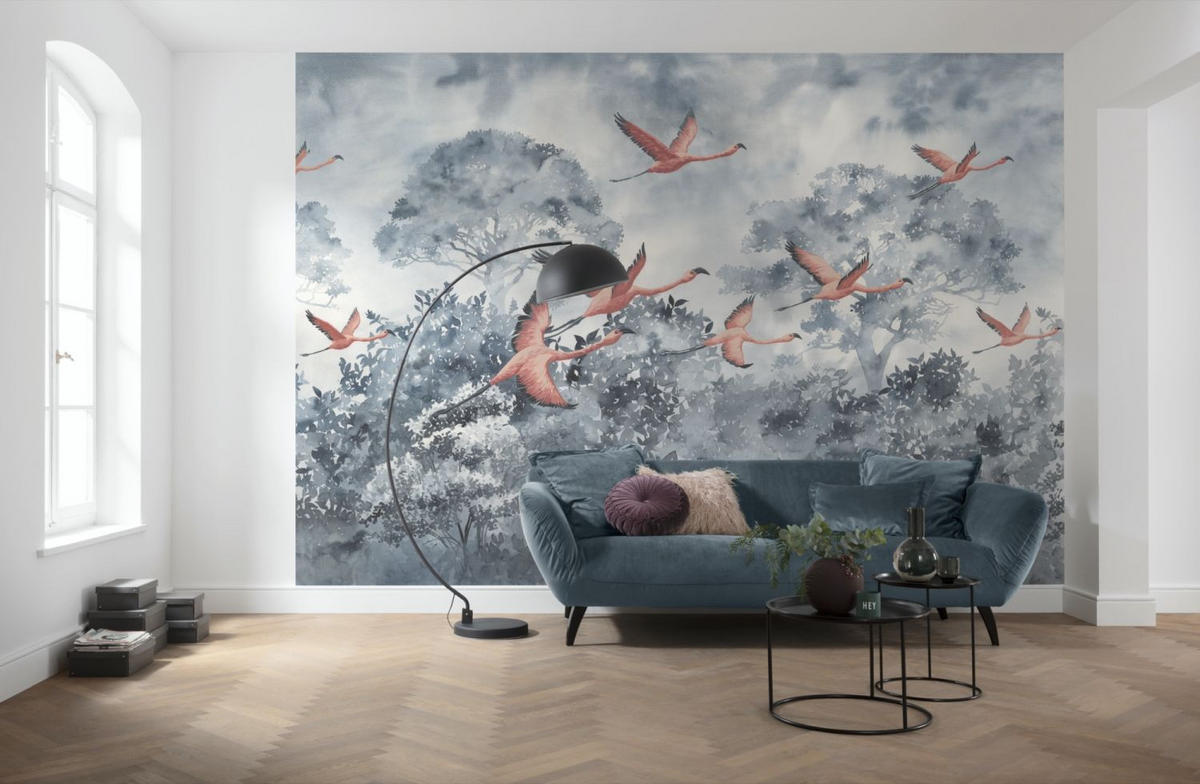 FOTOTAPETE Flamingos 400 x 280 cm - Pink, Papier (400/280cm) - Sanders & Sanders