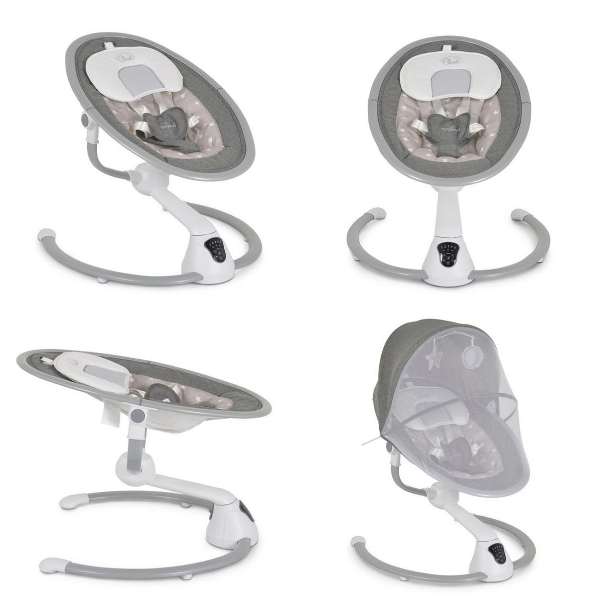 BABYWIPPE Swing Cloud elektrisch beige Sterne Musikfunktion, Timer, Fernbedienung, Schwingfunktion, Mobile - Beige, Metall - Cangaroo