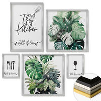 WANDBILDER 5er Set - 50x50 cm & 20x30 cm & 40x60 cm Silberner Rahmen - Wasserfälle in grüner Umgebung - Silberfarben, Kunststoff (40/60cm) - ArtPrintCave
