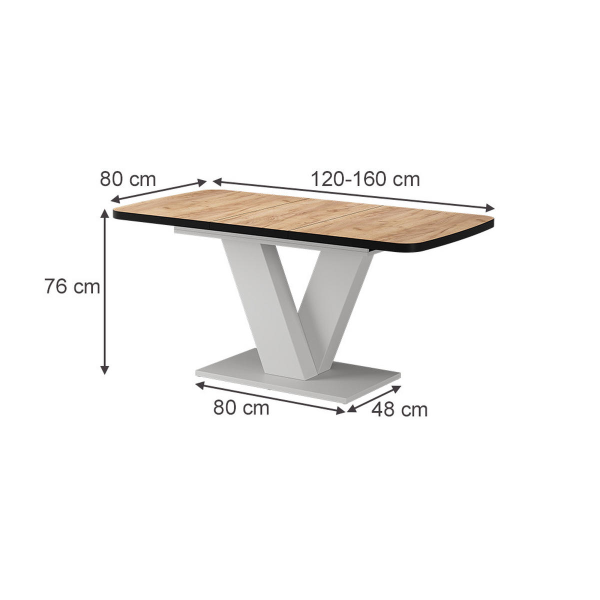 JÍDELNÍ STŮL Fenaro Černá/bílá - bílá/medově dubová, kompozitní dřevo (80/120/77.4cm) - Vicco