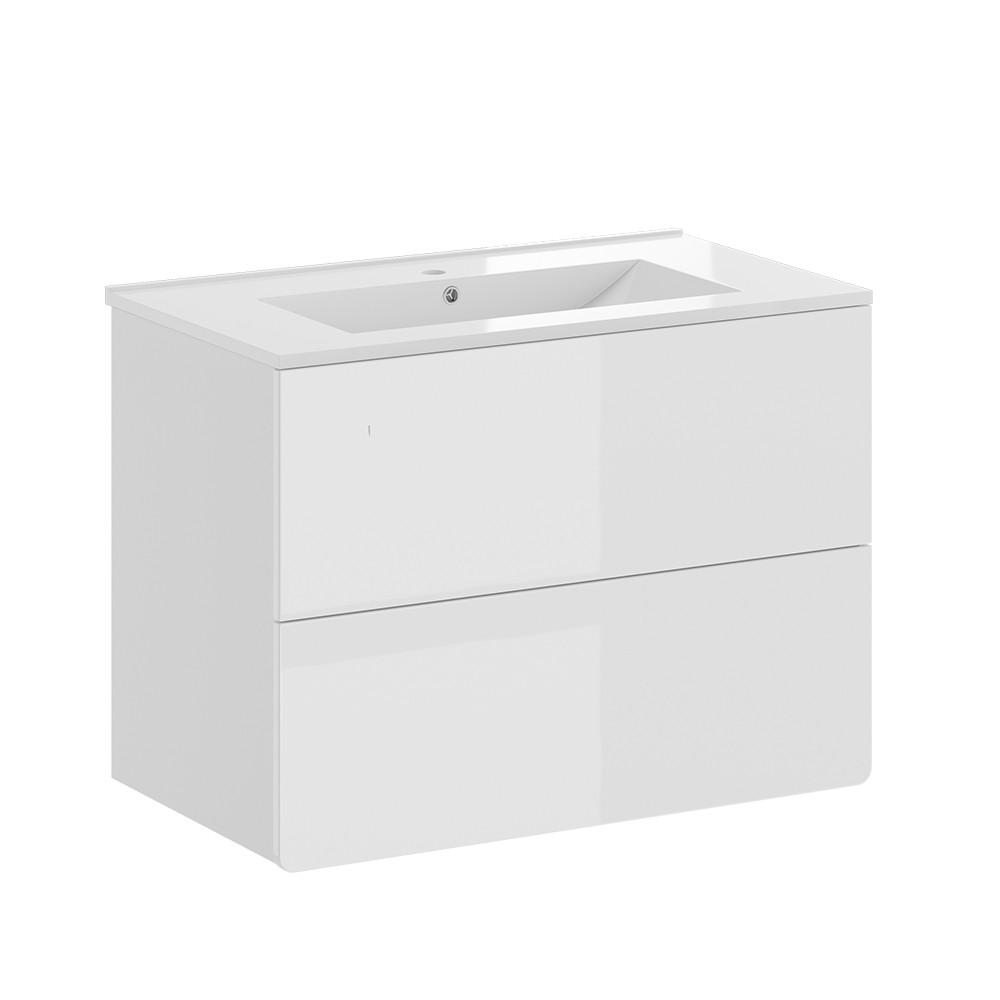 WASCHTISCHKOMBI Izan, Weiß Hochglanz, 2 Teile - Weiß, Holzwerkstoff (80/59.3/46cm) - Vicco