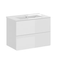 WASCHTISCHKOMBI Izan, Weiß Hochglanz, 2 Teile - Weiß, Holzwerkstoff (80/59.3/46cm) - Vicco