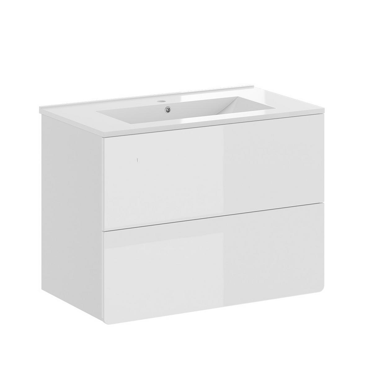 WASCHTISCHKOMBI Izan, Weiß Hochglanz, 2 Teile - Weiß, Holzwerkstoff (80/59.3/46cm) - Vicco