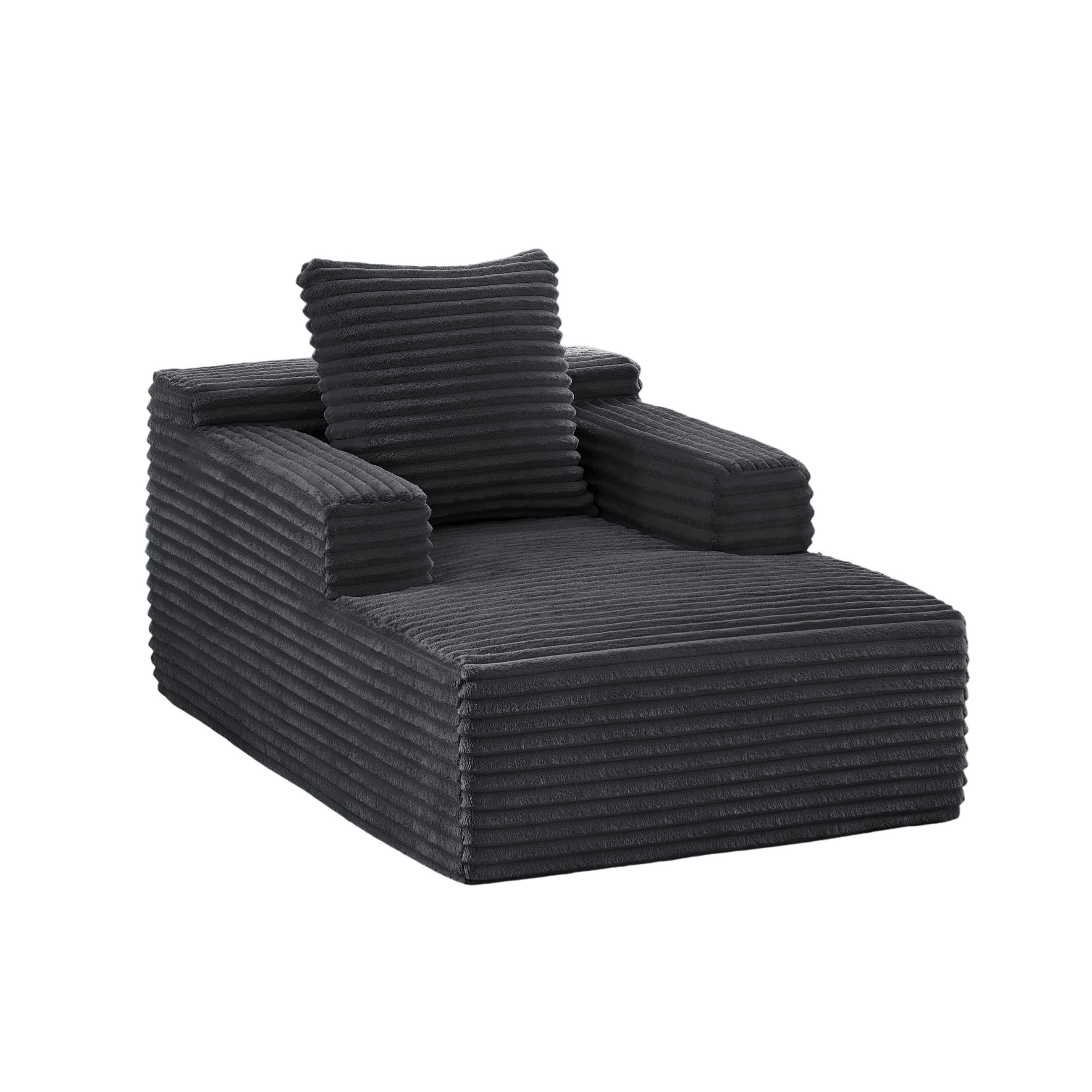 CHAISELONGUE aus Cord Dunkelgrau für Wohnzimmer, Büro und Apartment - Dunkelgrau, Kunststoff (81.03/49.78/116.84cm) - Meubliv
