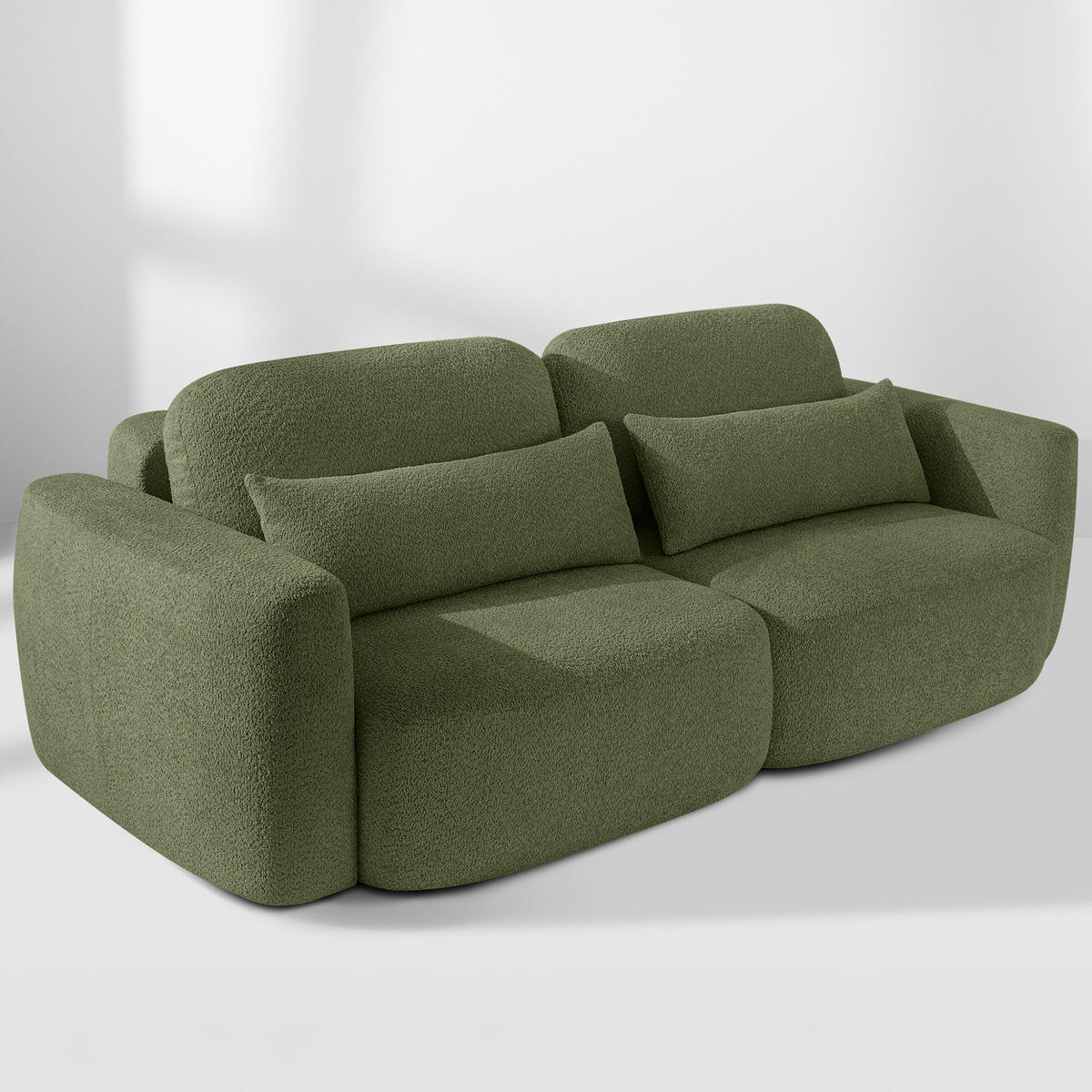 SOFA 3 ELOSA - Olivgrün, Holz/Textil (245/85/115cm) - KONSIMO®