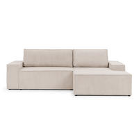 ECKSOFA Rivio mit Schlaffunktion und Bettkasten, Cordstoff Beige - Beige/Schwarz, Holz/Kunststoff (262/149cm) - S-Style
