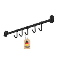 KÜCHEN HAKENLEISTE mit 5 Haken - Schwarz, Metall (3.4/2.2/35.8cm) - Intirilife