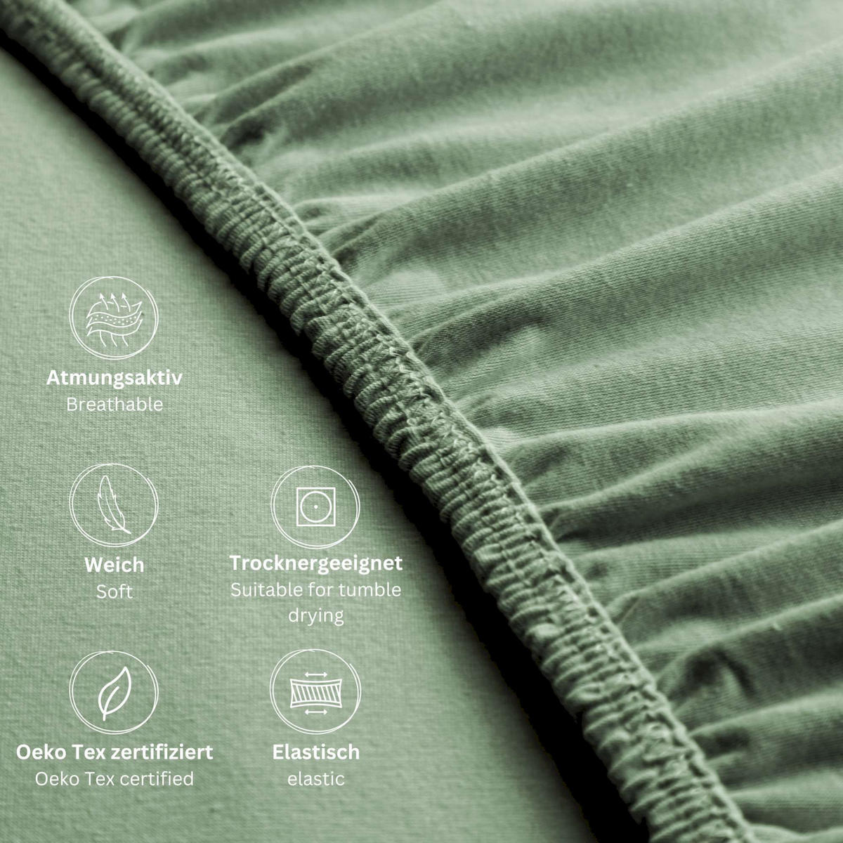 TOPPER SPANNBETTLAKEN BASIC - Salbeigrün, Textil (180/200cm) - Schöner Wohnen
