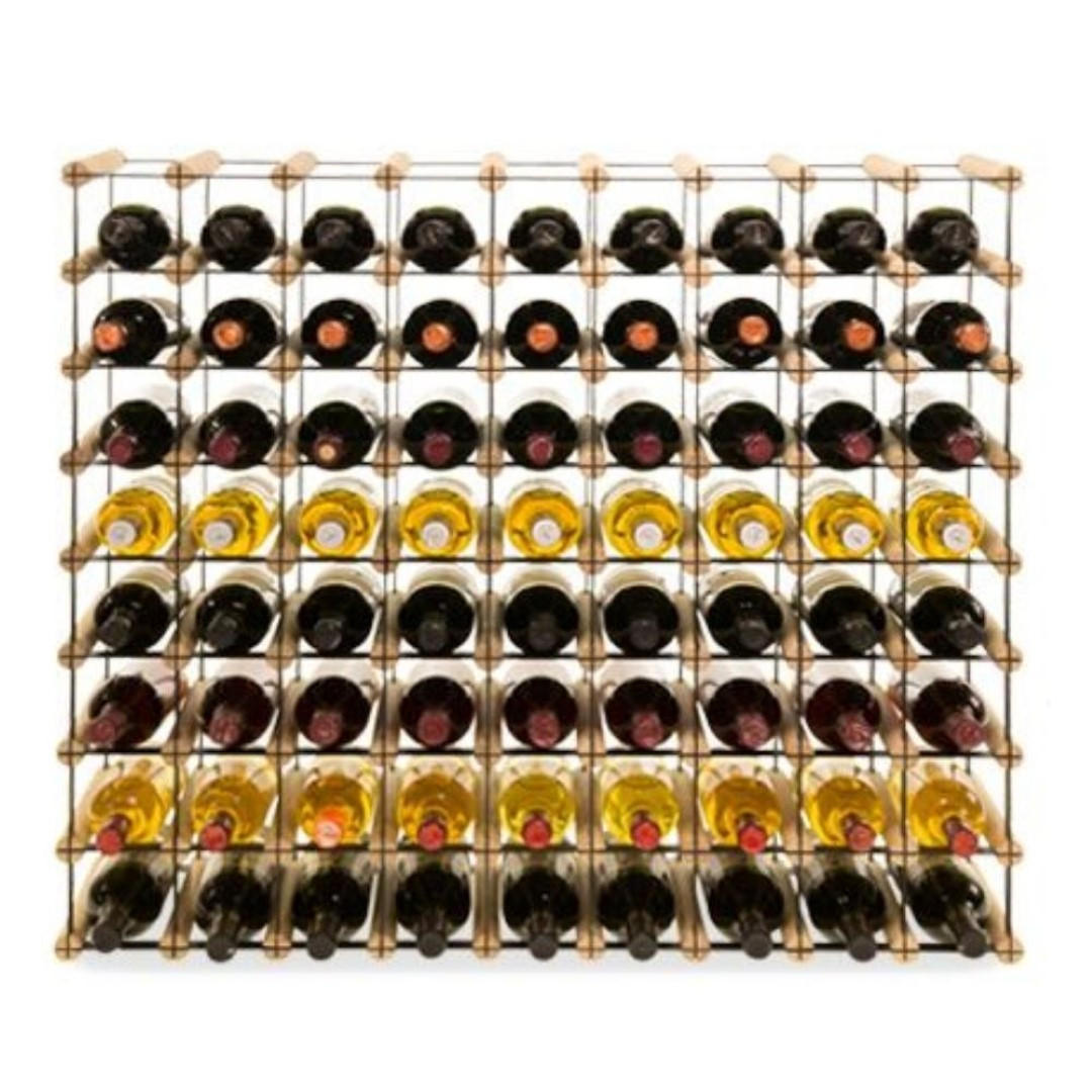 WEINREGAL Vinotega Mod Metal 82,5x92,5x24,5 cm 9x8 Flaschen Massives Kiefernholz Natur - Naturfarben, Holz (92.5/82.5/24.5cm) - PROREGAL