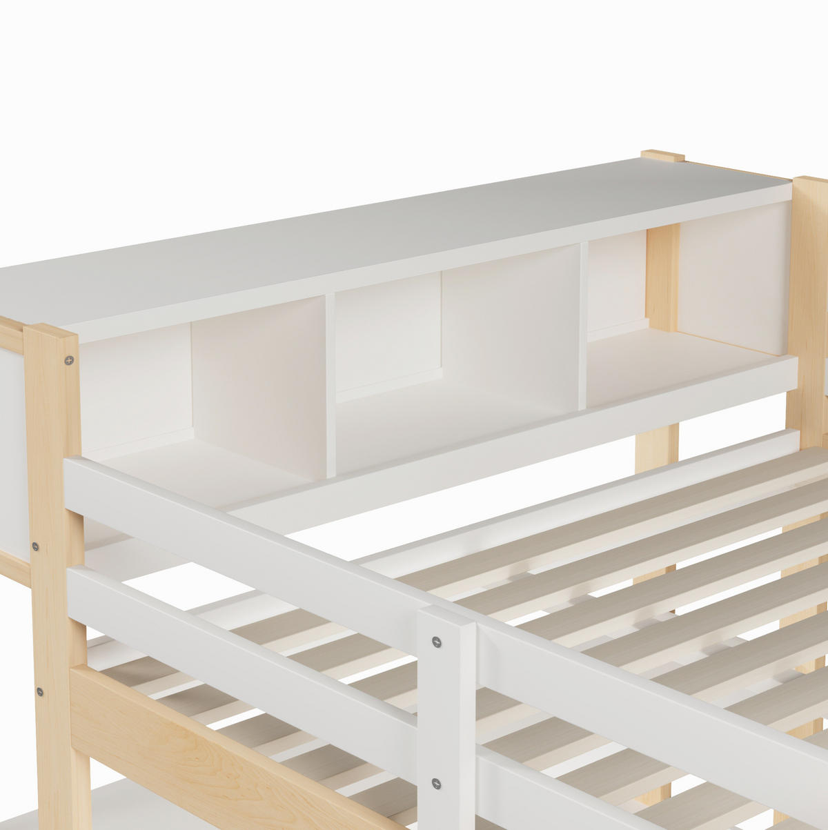 HOCHBETT 140/200 cm aus Kiefernholz mit Schreibtisch, Regalen und Kleiderschrank Natur - Naturfarben, Holz (140/200cm) - Modenvie