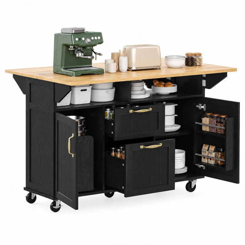 Beauniv Kuecheninsel Schwarz 80x92x120 cm