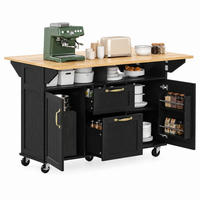 KUECHENINSEL mit Klapptisch 120 cm Schwarz/Natural - Schwarz, Holz (80/92/120cm) - Beauniv