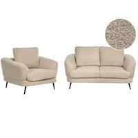SADA POHOVEK 3-místná Bouclé Světle béžová Kjaer - černá/béžová, textil (155/100/100cm) - Beliani