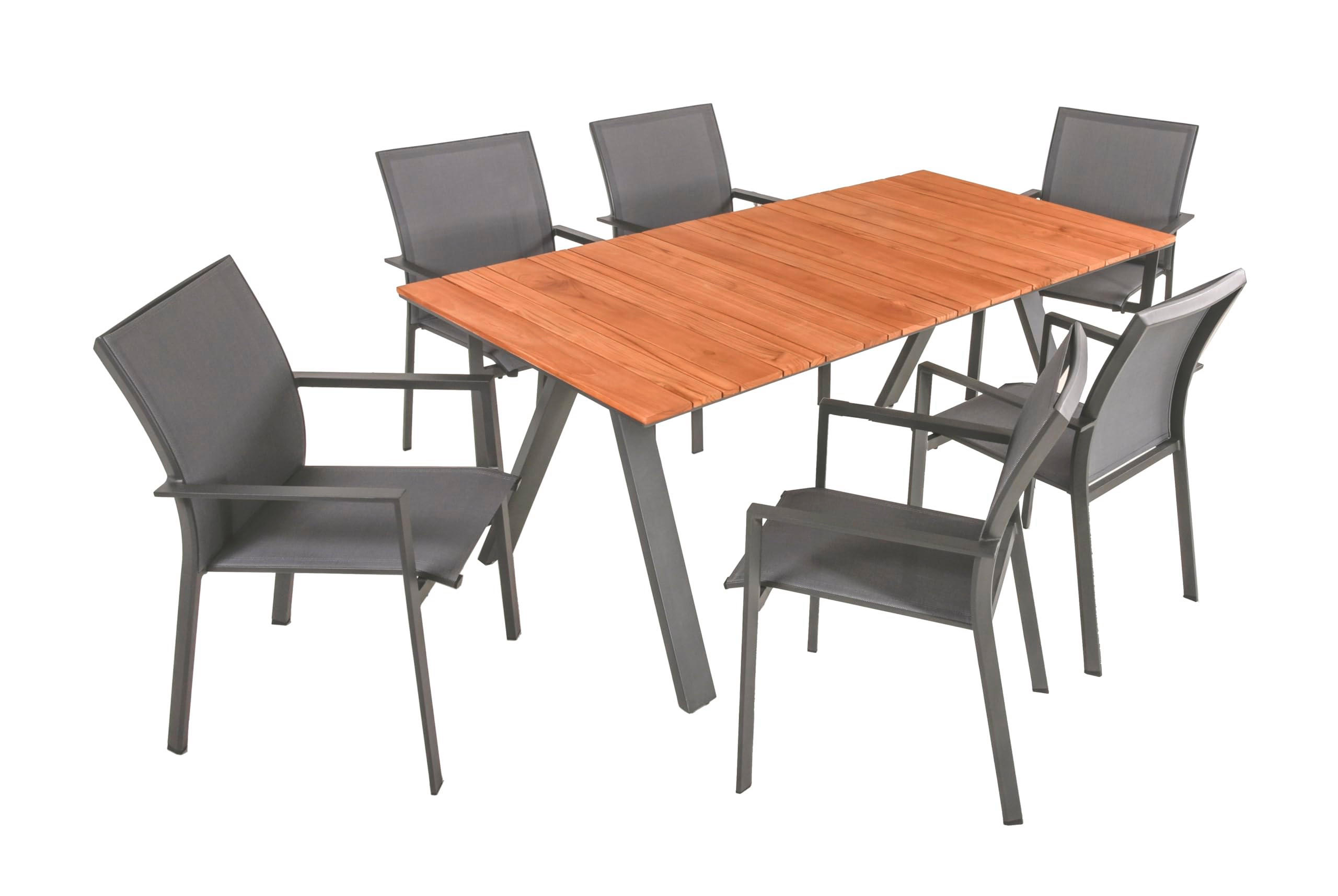 GARTEN-SITZGRUPPE Gesa 7-teilig Gartenmöbel-Set - Grau, Holz - DELUKE