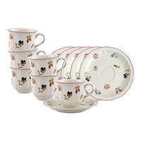 KAFFEETASSEN MIT UNTERTASSEN Petite Fleur bunt 120 ml 6er Set - Multicolor, Keramik (0.12L) - Villeroy & Boch
