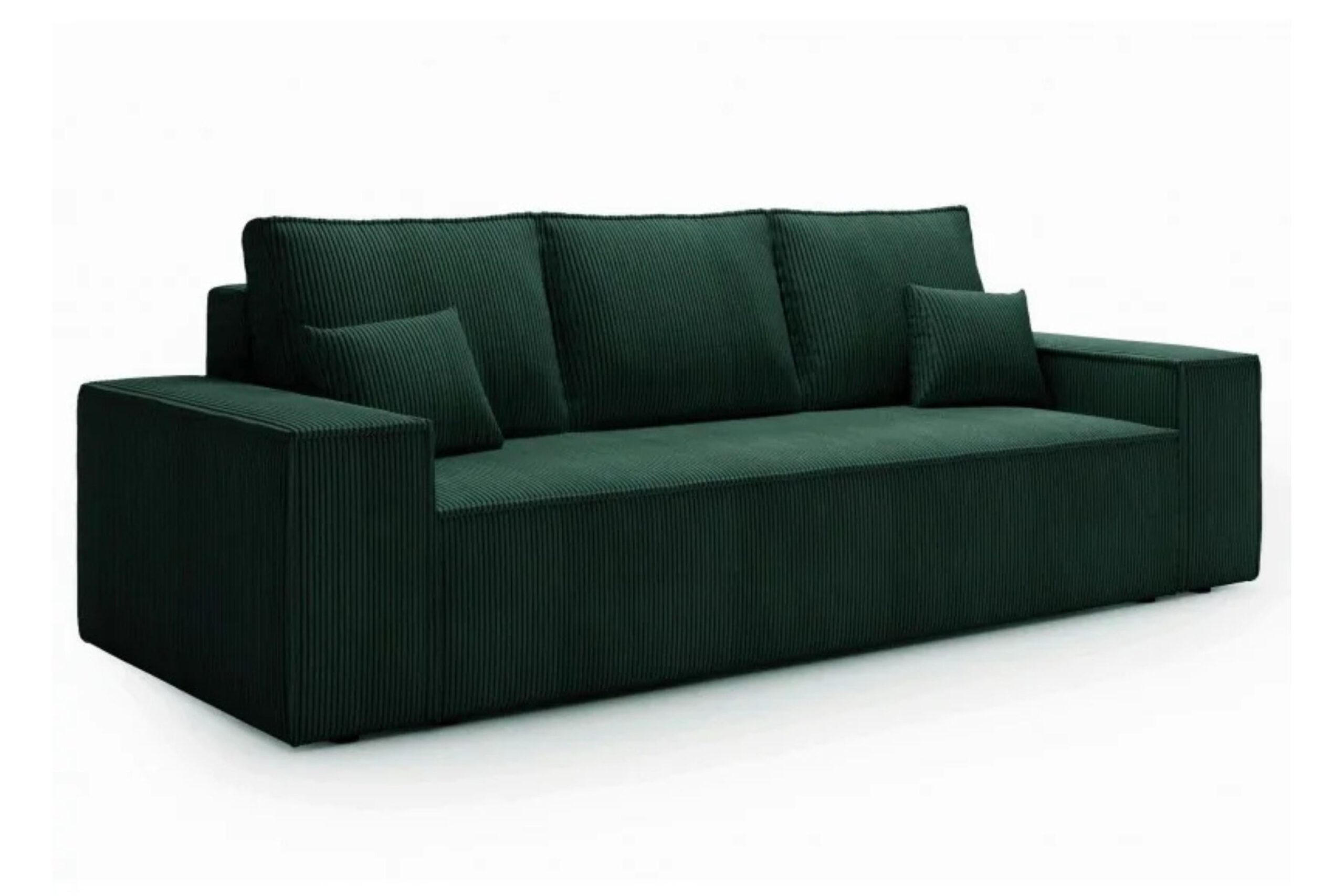 SCHLAFSOFA AGA, Sofa mit Schlaffunktion und Bettkasten, Farbe: Grün, Cordstoff - Grün, Textil (256/94/97cm) - Sepro Meble