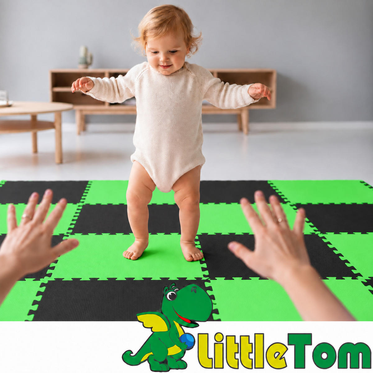 SPIELMATTE ab Null - 180/90 cm Puzzlematte Schwarz - Multicolor, Kunststoff (30/30cm) - Littletom