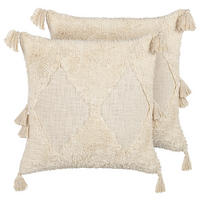 DEKOKISSEN 2er-Set Hellbeige 45/45 cm Avium - Beige, Naturmaterialien/Textil (45/45cm) - Beliani