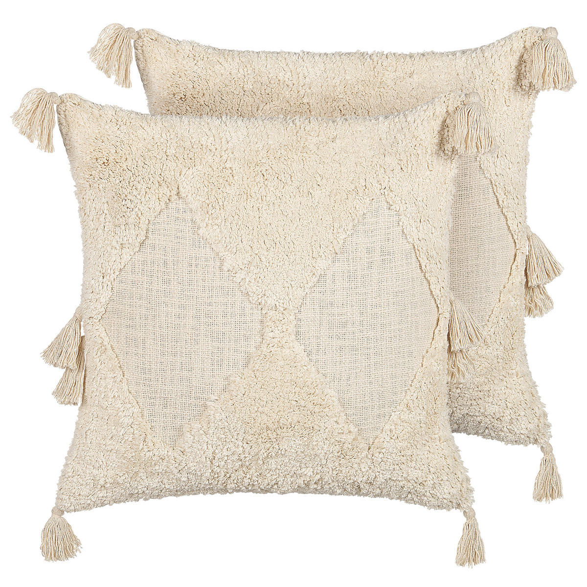 DEKOKISSEN 2er-Set Hellbeige 45/45 cm Avium - Beige, Naturmaterialien/Textil (45/45cm) - Beliani