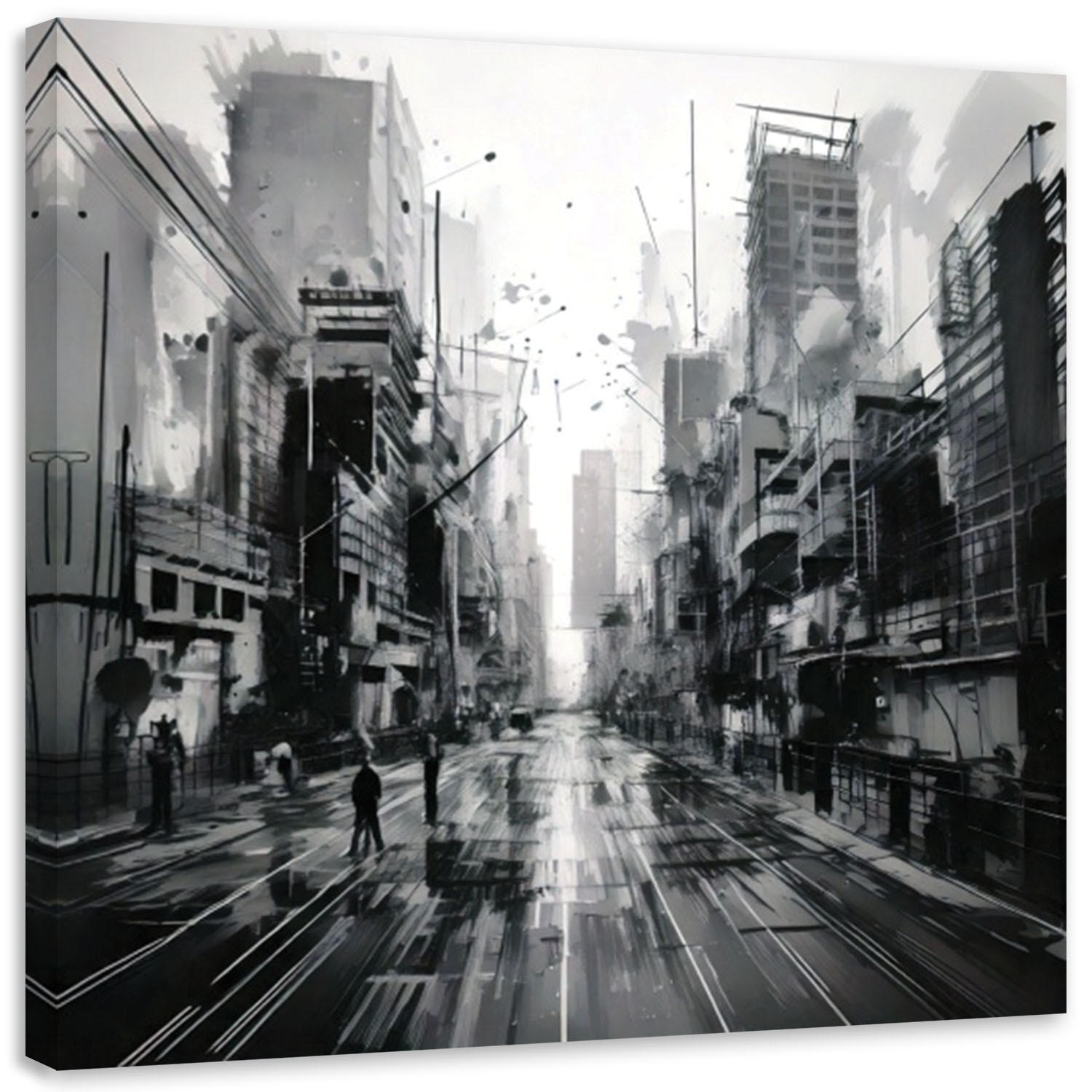 LEINWANDBILD Straße Stadt Architektur 60x60cm - Schwarz, Textil (60/60cm) - Feeby