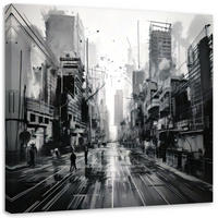 LEINWANDBILD Straße Stadt Architektur 60x60cm - Schwarz, Textil (60/60cm) - Feeby